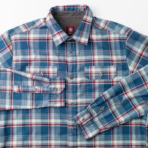 SwissTech Men’s Plaid Button Down Shirt Blue Red White Check Size Large 42–44
